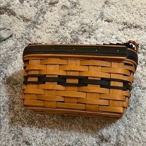 Longaberger Woven Crossbody Bag in Tan with Black Stripe